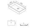 Bordvask, 34 x 55 cm, i Solid Surface harpiks - ALFA 550