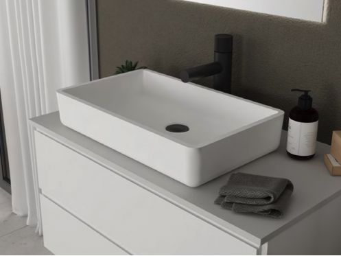 Bordvask, 34 x 55 cm, i Solid Surface harpiks - ALFA 550