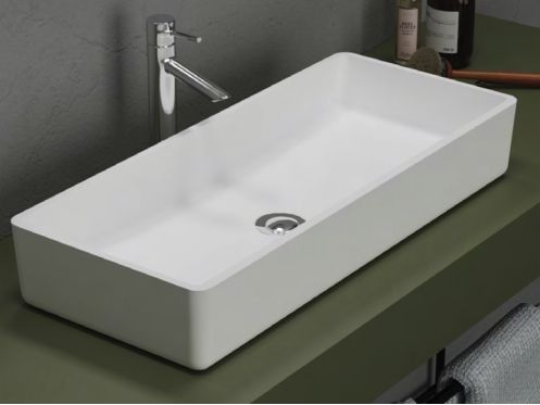Umywalka nablatowa, 30 x 70 cm z żywicy Solid Surface - ALFA 700