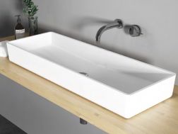 Umywalka nablatowa, 30 x 90 cm z Å¼ywicy Solid Surface - ALFA 900