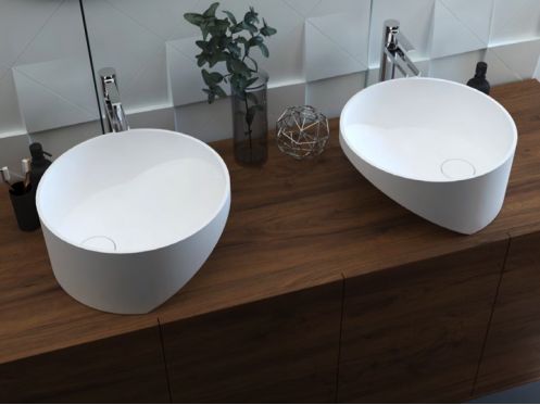 Umywalka nablatowa, Ø 36 cm, z żywicy Solid Surface - ZENPLUS