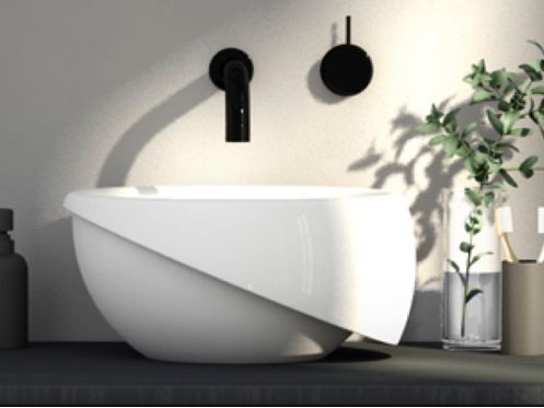 Bordvask, Ã˜ 36 cm, i Solid Surface harpiks - AMURIPLUS