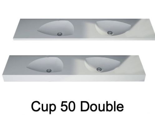Design podwójna umywalka nablatowa z żywicy mineralnej Solid-Surface - CUP DOUBLE