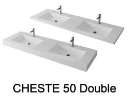Plan vasque design, en résine minérale Solid-Surface - CHESTE 50 DOUBLE