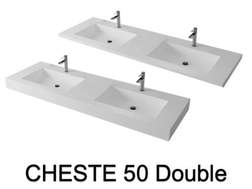 Plan vasque design, en rsine minrale Solid-Surface - CHESTE 50 DOUBLE