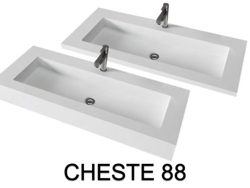 Designwastafel, , in minerale hars van massief oppervlak - CHESTE 88