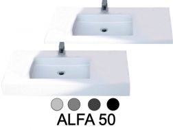 HÃ¥ndvaskeplade, ophÃ¦ngt eller bordplade, i mineralharpiks - ALFA 50