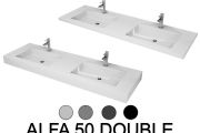 Plan vasque, suspendue ou à poser, en résine minérale - ALFA 50 DOUBLE