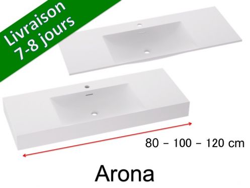 Plan vasque, suspendue ou  encastrer, en rsine minrale - ARONA 120