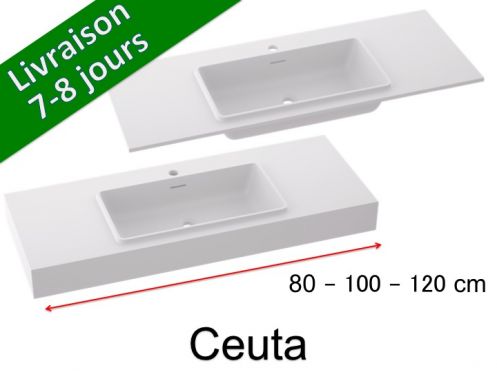 Plan vasque, suspendue ou  encastrer, en rsine minrale - CEUTA 120