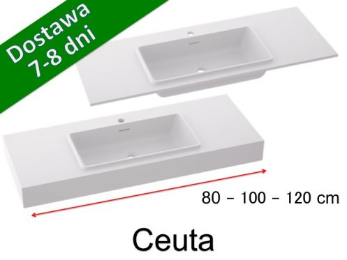 Blat pod umywalkÄ™, naÅ›cienny lub do zabudowy, z Å¼ywicy mineralnej - CEUTA 80