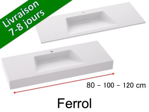 Plan vasque, suspendue ou  encastrer, en rsine minrale - FERROL 120