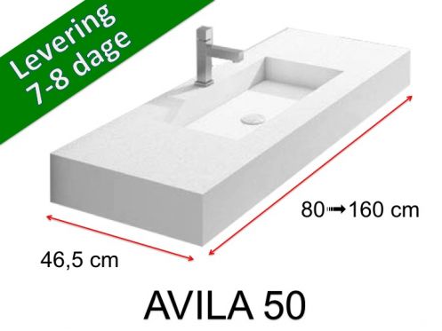 Forfængelighedstop, ophængt eller bordplade, i mineralharpiks - AVILA 160