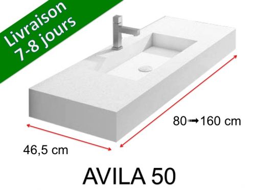 Plan vasque, suspendue ou  poser, en rsine minrale - AVILA 160