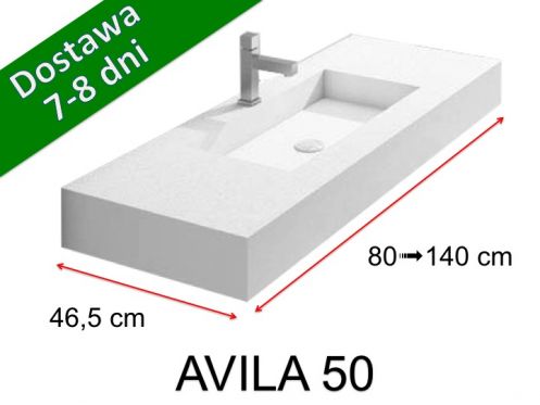 Blat toaletowy, podwieszany lub nablatowy, z Å¼ywicy mineralnej - AVILA 80
