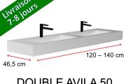 Plan vasque, suspendue ou à poser, en résine minérale - DOUBLE AVILA 120 