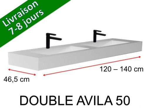 Plan vasque, suspendue ou  poser, en rsine minrale - DOUBLE AVILA 120 