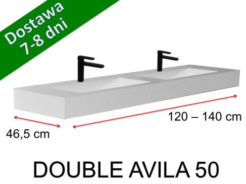 Blat toaletowy, podwieszany lub nablatowy, z Å¼ywicy mineralnej -DOUBLE AVILA 140
