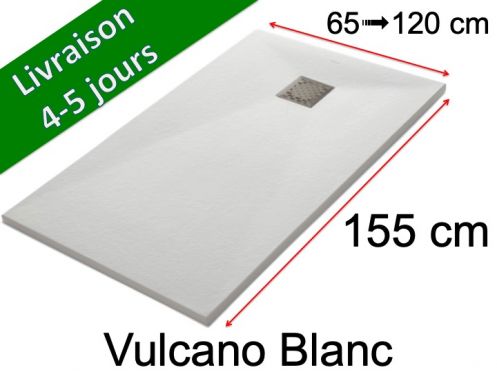 155 CM - Receveurs de douche, en rsine minrale, antidrapant - VULCANO Blanc