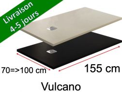 155 cm - Receveurs de douche, résine minérale, antidérapant - VULCANO anthracite ou beige