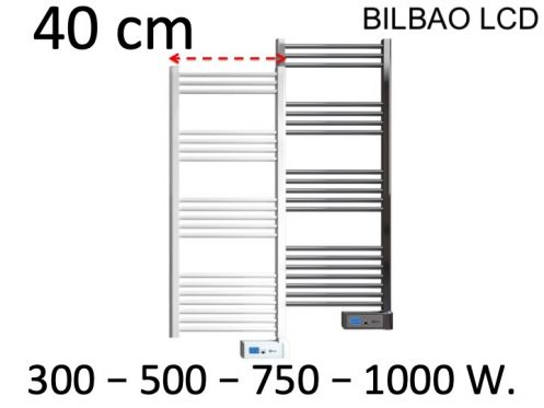 Grzejnik, designerski wieszak na ręczniki, elektryczny, szerokość 40 cm - BILBAO LCD