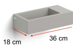 Lave mains, 18 x 36 cm, gris mate, plage à droite - FLUSH 3 RIGHT