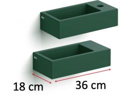 Lave mains, 18 x 36 cm, céramique mate, robinetterie à droite - FLUSH 3 RIGHT COLOR VERT 