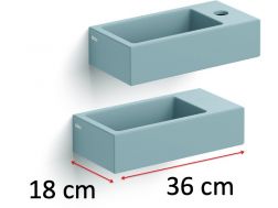 Lave mains, 18 x 36 cm, céramique mate, robinetterie à droite - FLUSH 3 RIGHT COLOR BLEU 