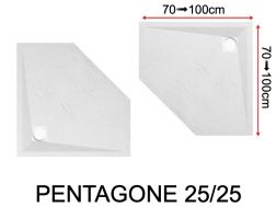 Receveur de douche, bonde en angle - PENTAGONE 25/25