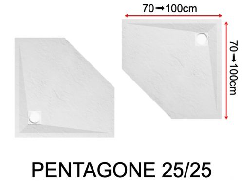 Receveur de douche, bonde en angle - PENTAGONE 25/25