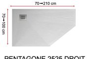 Receveur de douche pentagonal evacuation en angle droit - PENTAGONE 2525 DROIT