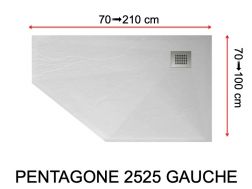 Receveur de douche, bonde en angle - PENTAGONE 2525 GAUCHE