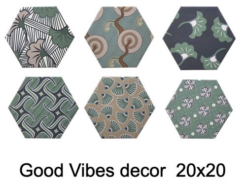 GOOD VIBES DECOR 14 x 16 cm - Carrelage hexagonal sol et mur