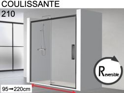 Porte de douche coulissante, avec un verre fixe - HIT 210 BLACK