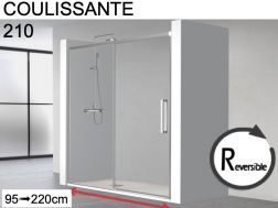 Porte de douche coulissante, 165 cm, avec un verre fixe - HIT 210 CH