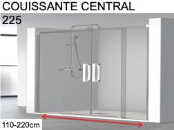 Porte de douche, deux portes coulissantes centrales, 160 cm - HIT 225