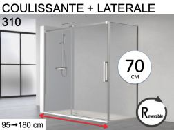 Porte de douche coulissante, avec retour fixe 70 cm - HIT 310