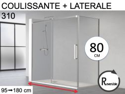 Porte de douche coulissante, avec retour fixe 80 cm - HIT 310
