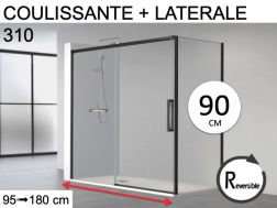 Porte de douche coulissante, avec retour fixe 90 cm - HIT 310 BLACK