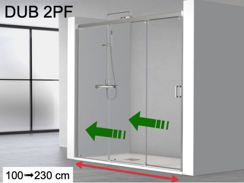 Porte de douche, double coulissants sur un fixe - DUB 2PF