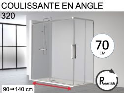 Portes de douche coulissantes, en angle 70 cm - HIT 320