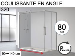 Portes de douche coulissantes, en angle 80 cm - HIT 320