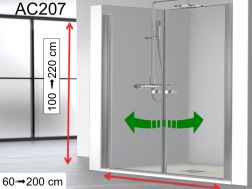 Porte de douche double, battante, 80 cm - AC207