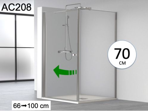 Narożny ekran prysznicowy, jedna drzwi wahadłowa i jedna stała 70 cm - AC 208