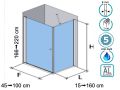 Corner shower screen, one swing door and one fixed 100 cm - AC 208