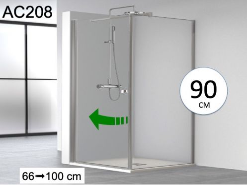 NaroÅ¼ny ekran prysznicowy, jedna drzwi wahadÅ‚owa i jedna staÅ‚a 90 cm - AC 208
