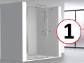 Porte de douche battante, avec verre fixe en faade, 25 cm - AC 205