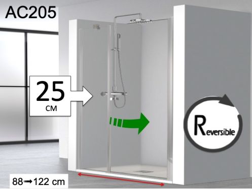 Porte de douche battante, avec verre fixe en faade, 25 cm - AC 205