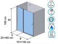 Porte de douche battante, avec verre fixe en faade - AC206