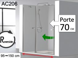 Porte de douche battante, avec verre fixe en façade - AC206